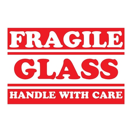 Decker Tape Products Label, DL1284, FRAGILE GLASS HANDLE WITH CARE, 4" X 6" DL1284
